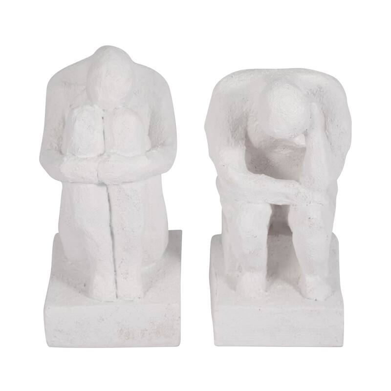 Sagebrook 7" Solid Color Square Thinking Man Bookends - 4" x 3" x 7"