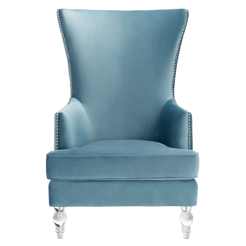 SAFAVIEH Couture Geode Modern Wingback Chair - 29.1" W x 32.3" D x 44.9" H - Light Blue.