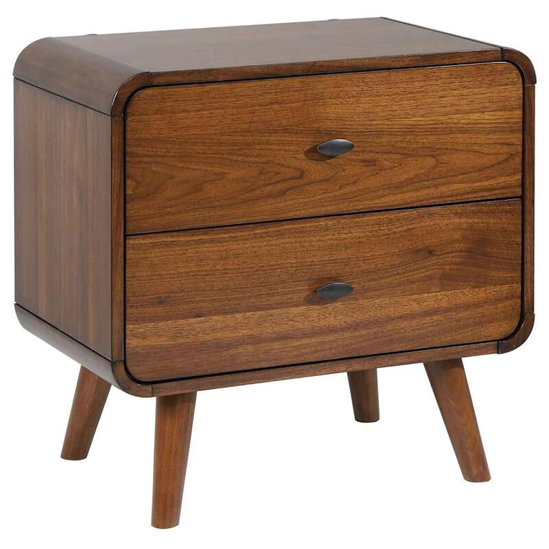 Dark Walnut 2-drawer Nightstand，Suitable for bedrooms,living rooms,apartments