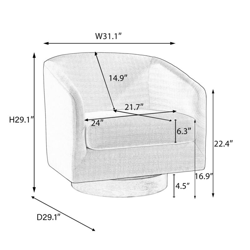 Modern Barrel Swivel Accent Chairs For Living Room