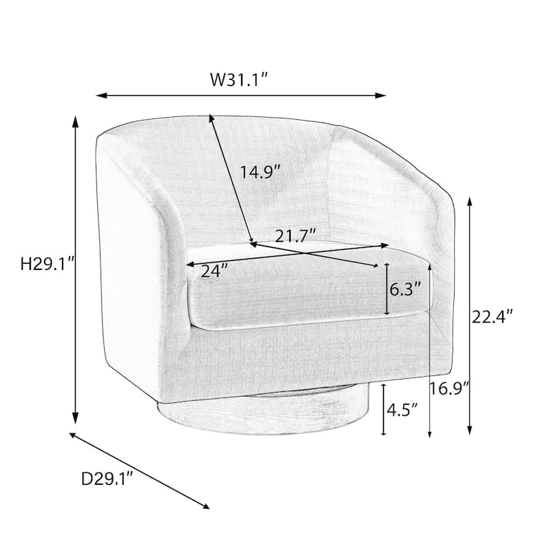 Modern Upholstered 360 degree Swivel Accent Arm Chair