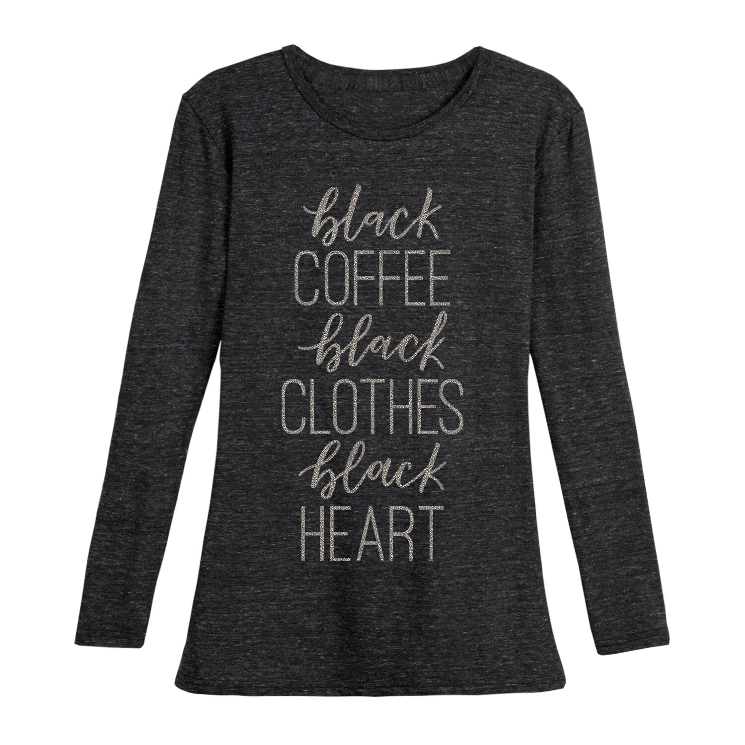 Shop Black Coffee Clothes Heart Sparkle Ladies Long Sleeve Tee On Sale Overstock 29613109