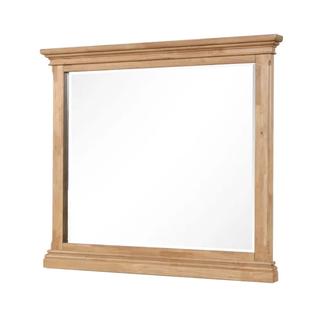 Lexa Dresser Mirror, Bevel Glass, Natural Oak Brown Solid Wood, 38x44 - Natural Oak Brown
