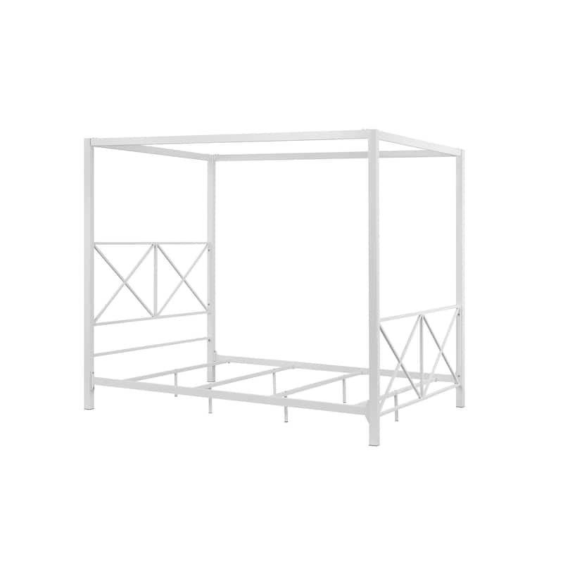 Avenue Greene Rosemarie Canopy Metal Bed, White