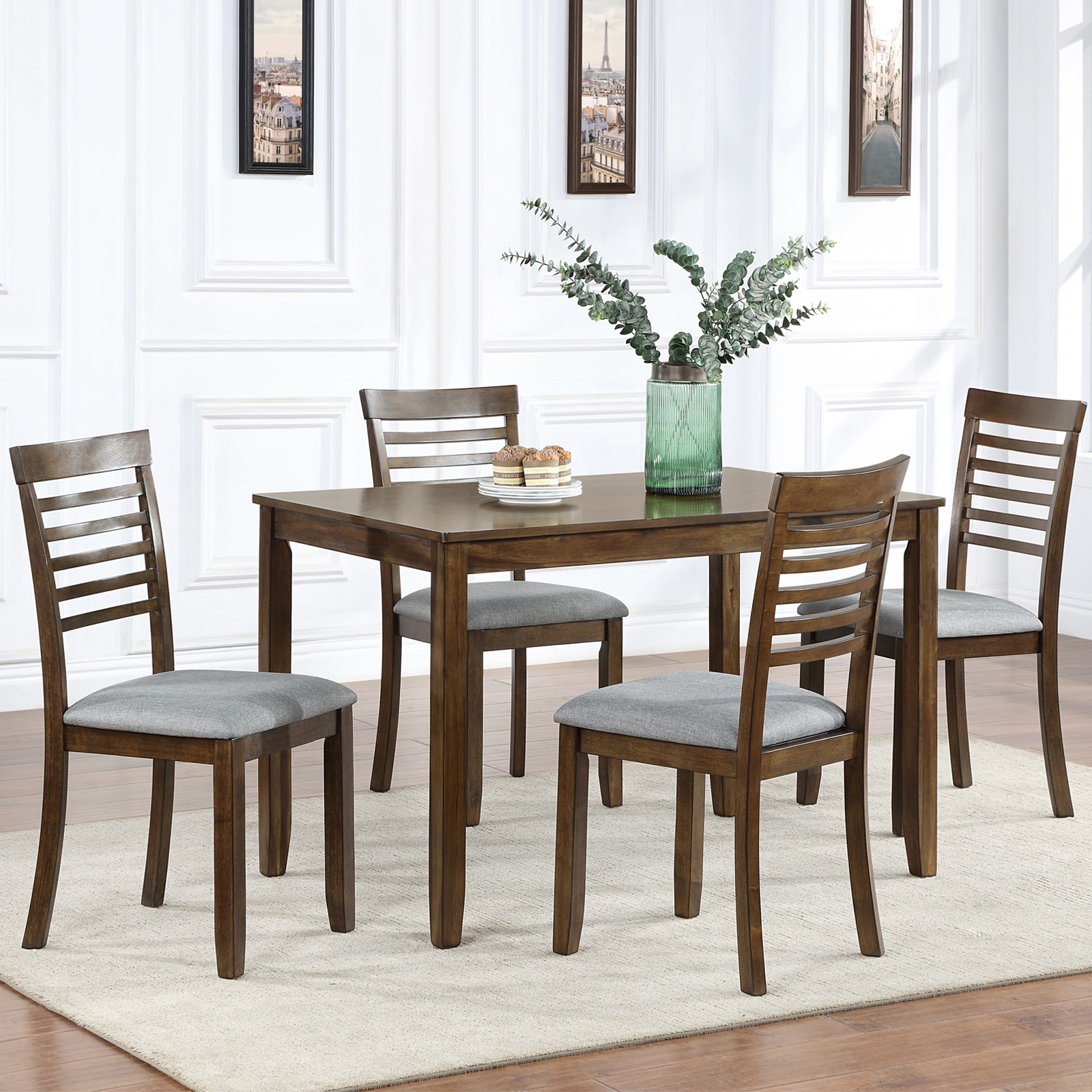 Wooden Dining Chairs Set Of 4 Kitchen Chair With Padded Seat Upholstered Side Chair For Dining Room Living Room Walnut