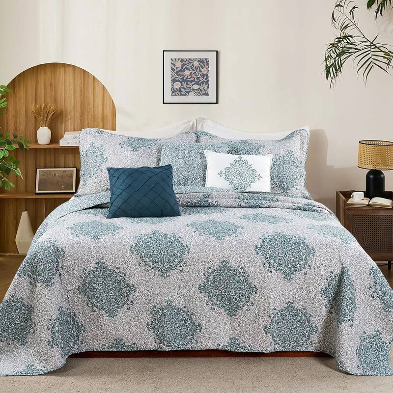 Serenta 6-piece Chelsea Printed Microfiber Quilts Coverlet Set