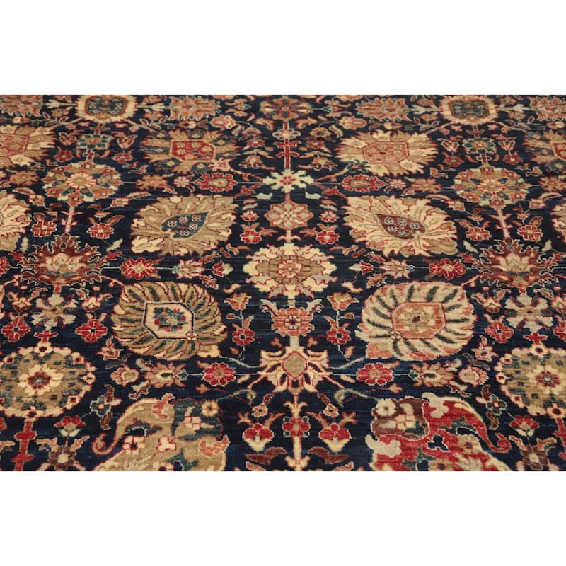 Hand Knotted Traditional Wool Blue Geometric Area Rug - 9' 8'' X 8' 2''