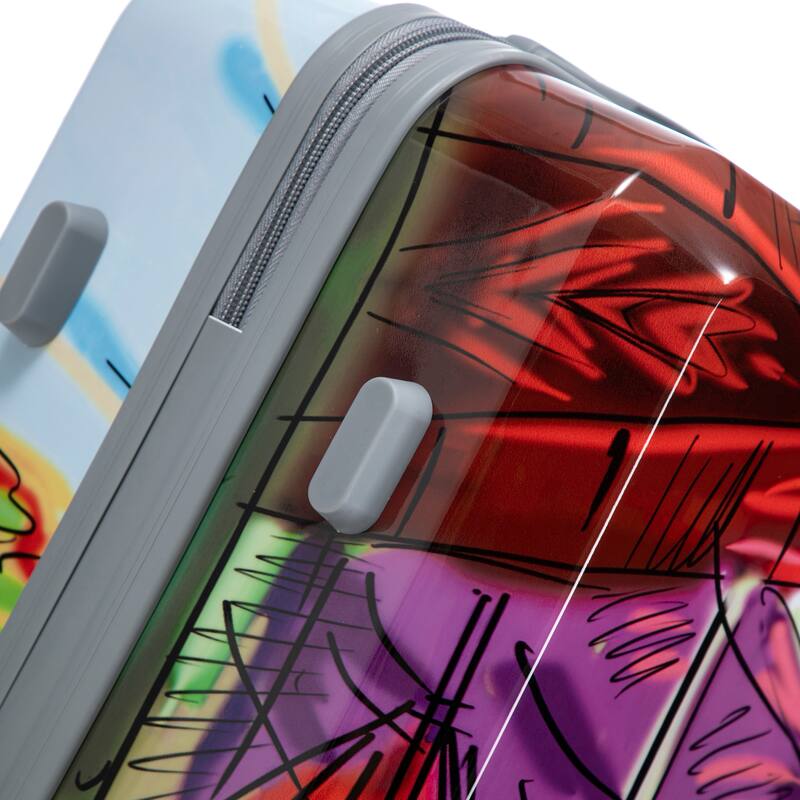 3 Pcs Lightweight ABS Hardside Suitcases, 20"/24"/28" Carry on Suitcase with Printed Pattern and Tsa Lock and Spinner Wheels