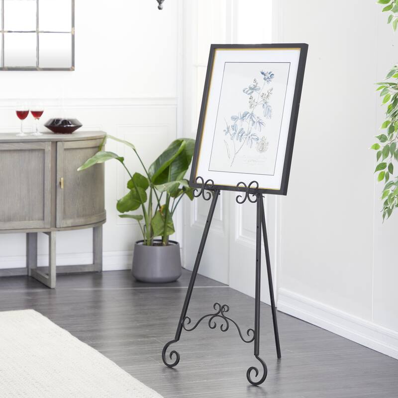 Metal Scroll Large Adjustable 3 Tier Display Easel with Chain Support - Black - Roche River Decor