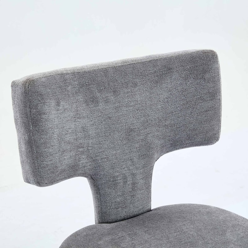 Counter Height Bar Stools Set of 2, Linen Upholstered Accent Chairs, Curved Backrest with Nailhead Trim and Splayed Legs