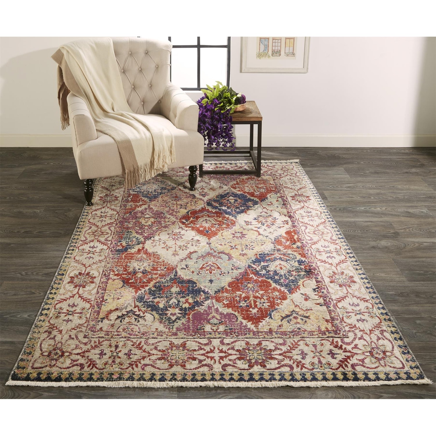 Tessina Distressed Ornamental Rug, Rust/Red, Area Rug