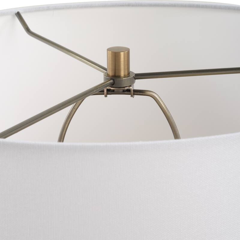 Ribbed Base Table Lamp with Tapered Shade - 22.25" - Brown
