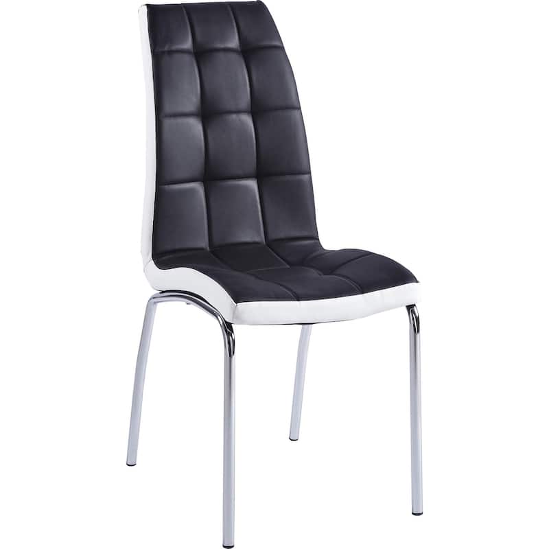 Set of 4 Modern Lattice Design Leatherette Dining Chair with Metal Legs