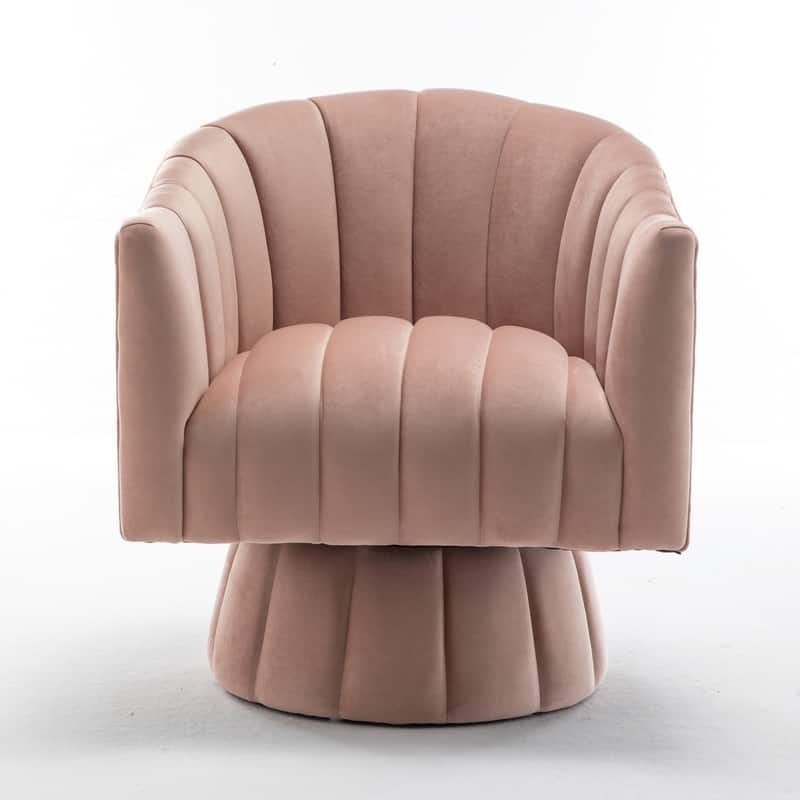 SEYNAR Modern Glam Velvet Upholstered Round 360 Degree Swivel Accent Barrel Chair Set of 2
