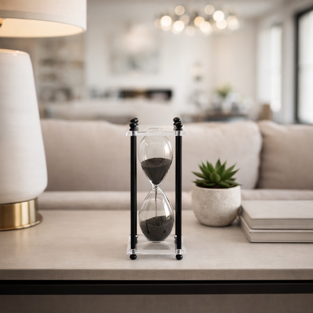 Hourglass Sandtimer - Metal Frame Plastic Base, 7 in. - 7.0"