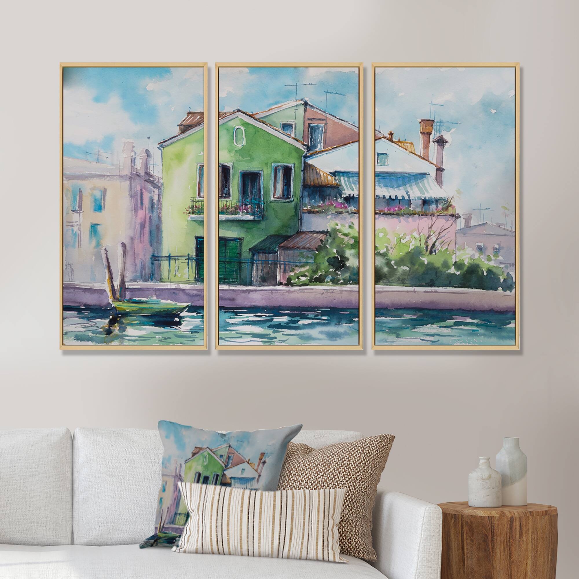 Designart "Sunny Day On The Waterfront On The Island" French Country