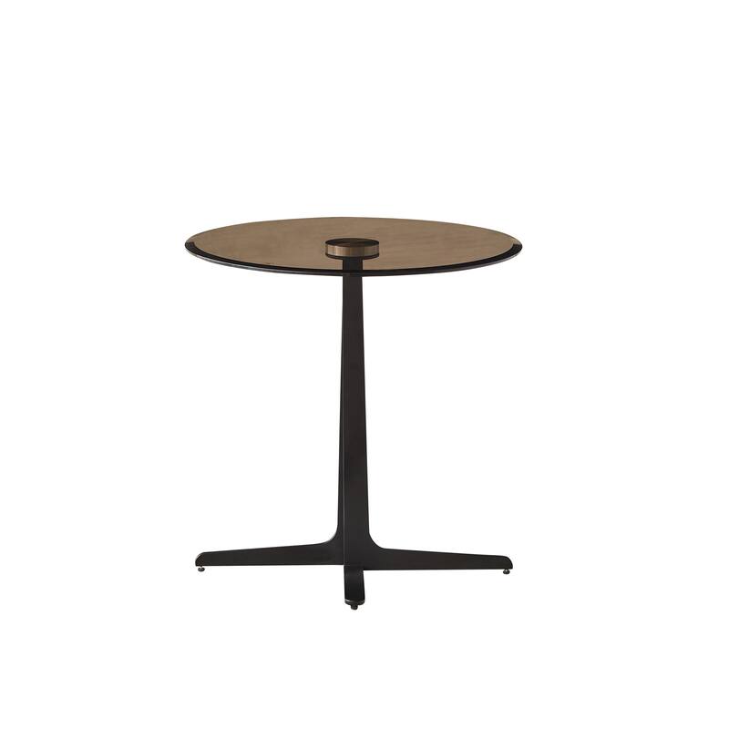 End Table Glass Top Side/End Drink Table - Tall Modern Round Accent Metal Nightstand Furniture for Living Room-19.69" Round