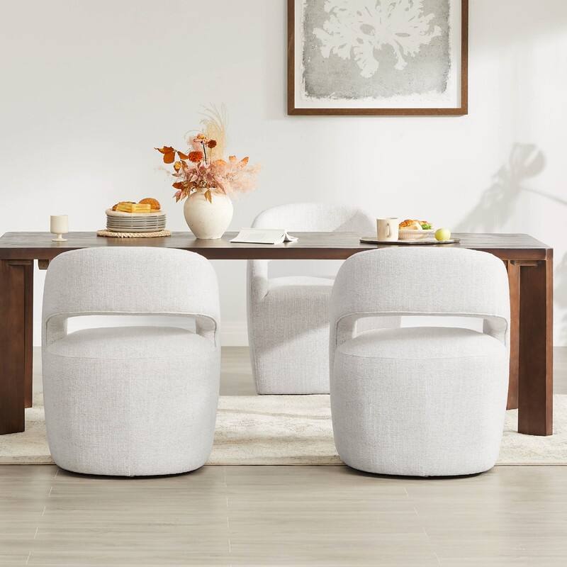 Joey Modern Barrel Dining Chair with Caster Wheels & Open Back Fully Assembled