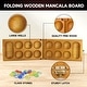 preview thumbnail 4 of 3, GSE™ Oak Folding Wooden Mancala Board Game with Multi-Color Glass Stones and Storage Bag