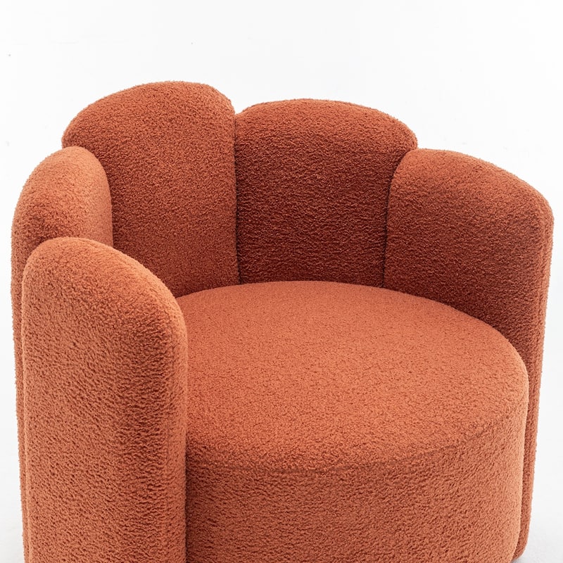SEYNAR Modern Glam Teddy Fabric Upholstered Round Accent Chair with Flower Shaped Back Design Set of 2