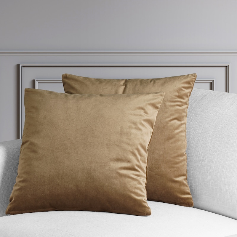 Exclusive Fabrics Heritage Plush Velvet Cushion Cover (Set of 2) - Spiced Rum