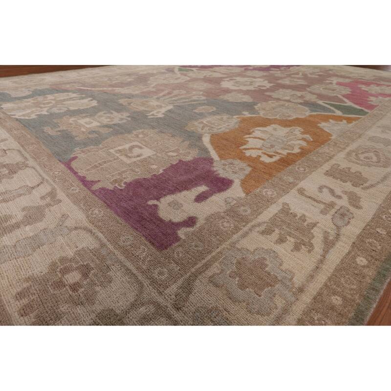 All-Over Floral Oushak Vegetable Dye Area Rug Handmade Wool Carpet - 8'11" x 12'4"