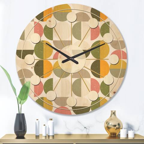 Designart 'Vintage Circular Design I' Mid-Century Modern Wood Wall Clock