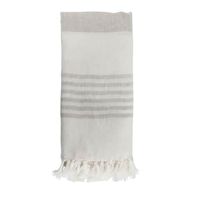 Iverson Throw Blanket, Off-White with Cream Stripes