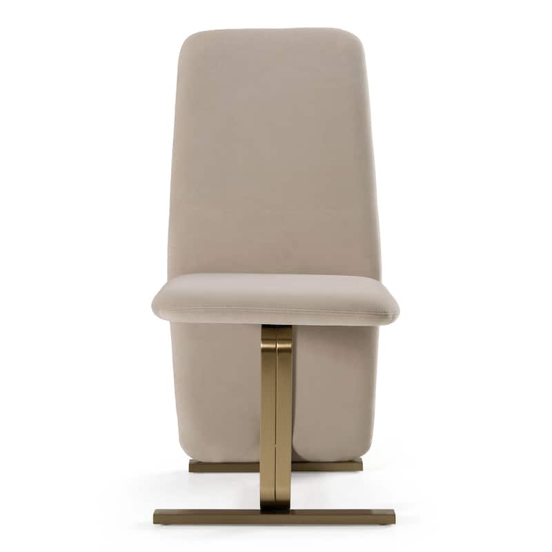 Modrest Tasha Modern Light Beige Grey Velvet & Brushed Brass Dining Chair (Set of 2)