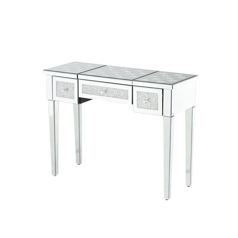 Mirrored Makeup Vanity Desk Console Table with Flip-Top Mirror