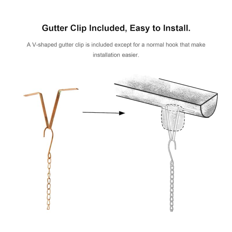 Glitzhome 8.5ft 15-Piece Faux Copper Patina Finish Bird and Cup Shaped Rain Chain with V-Shaped Gutter Clip