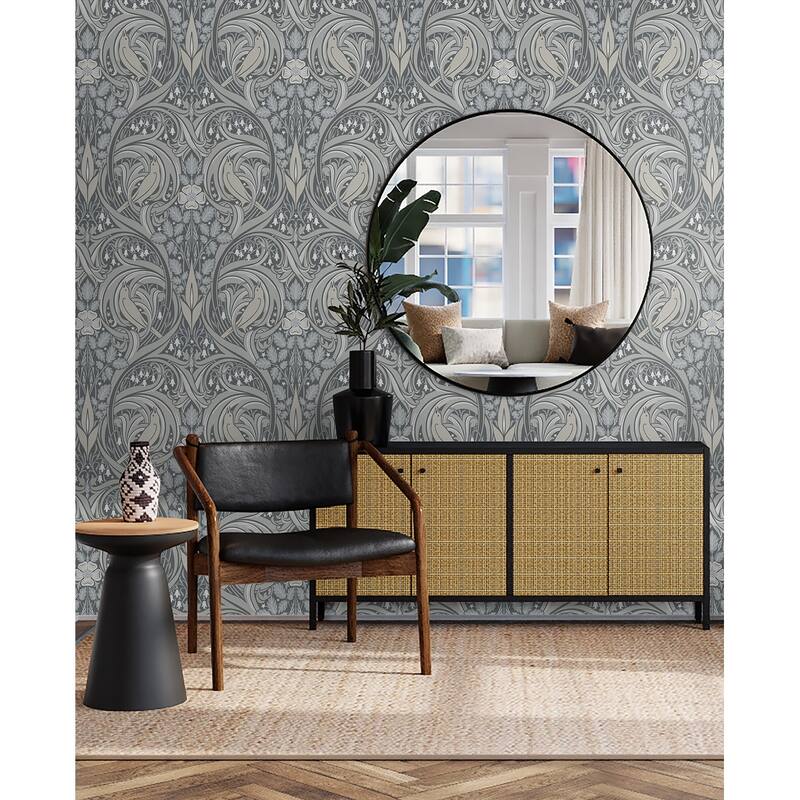 Seabrook Designs Bird Scroll Nonwoven Unpasted Wallpaper