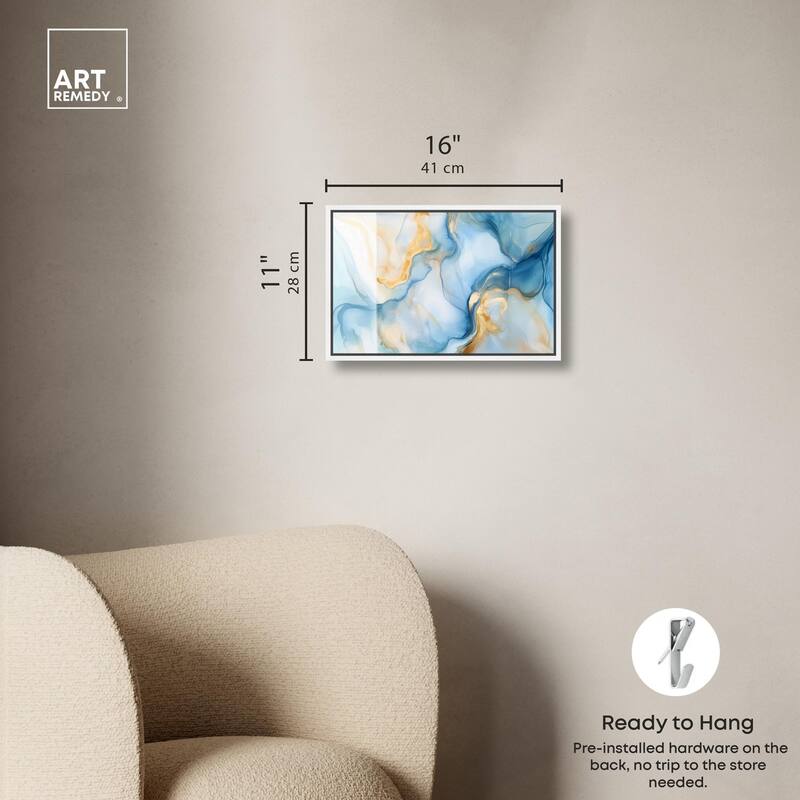 Blue Veined Gold Canvas by Art Remedy