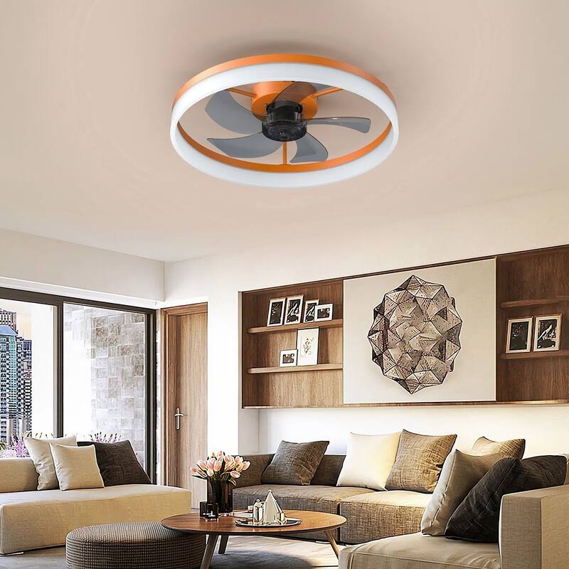 Modern Flush Mount Ceiling Fan with Lights
