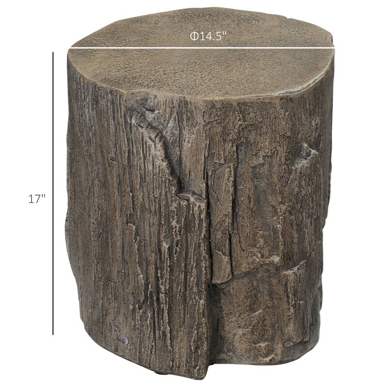 HOMCOM Decorative Side Table with Round Tabletop, Tree Stump Shape End Table with Wood Grain Finish, for Indoors and Outdoors