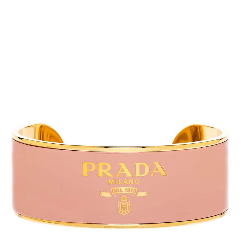 Prada Enameled Metal Cuff Bracelet - Medium - Light Pink