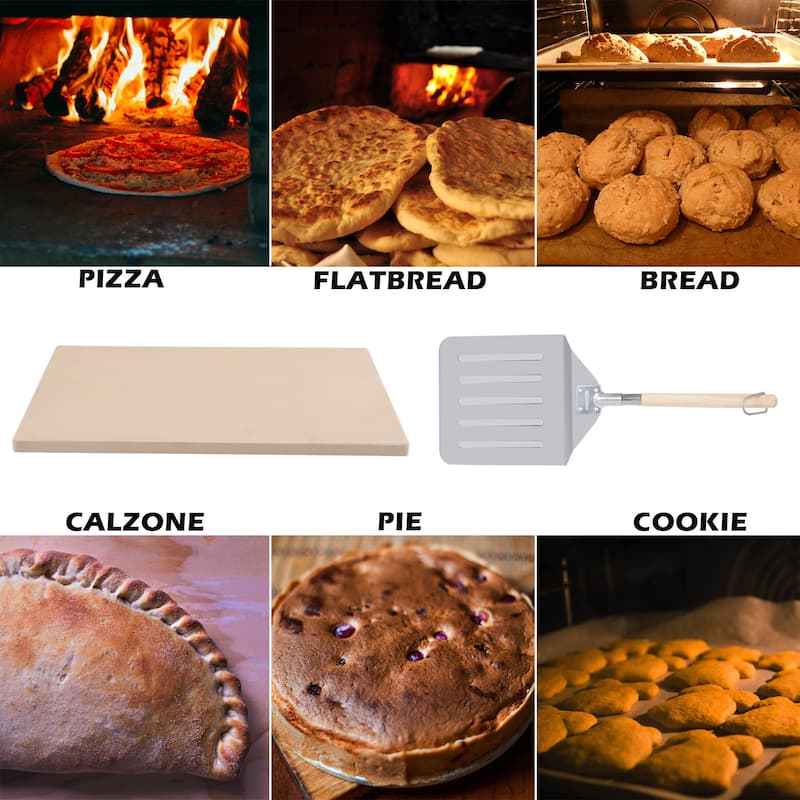 Royal Gourmet 2-Piece Pizza Set, 15-Inch Pizza Stone and Shovel