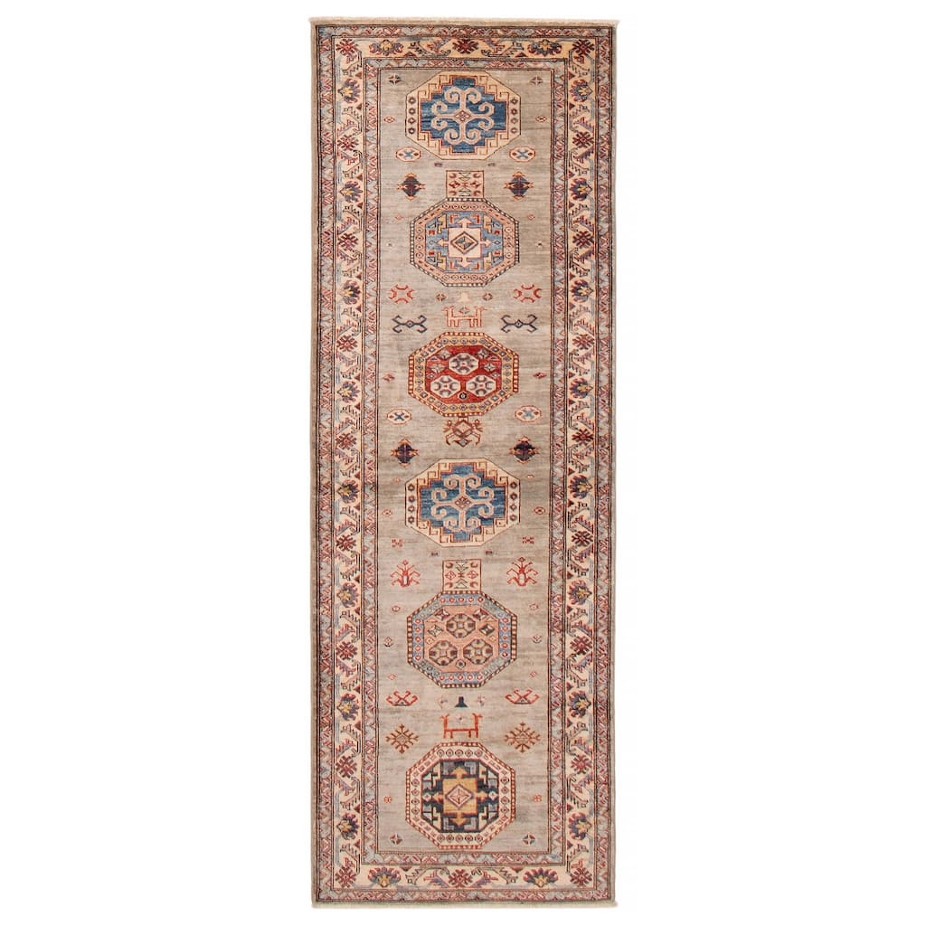 ECARPETGALLERY Hand-knotted Aryana Grey Wool Rug - 2'8 x 7'10
