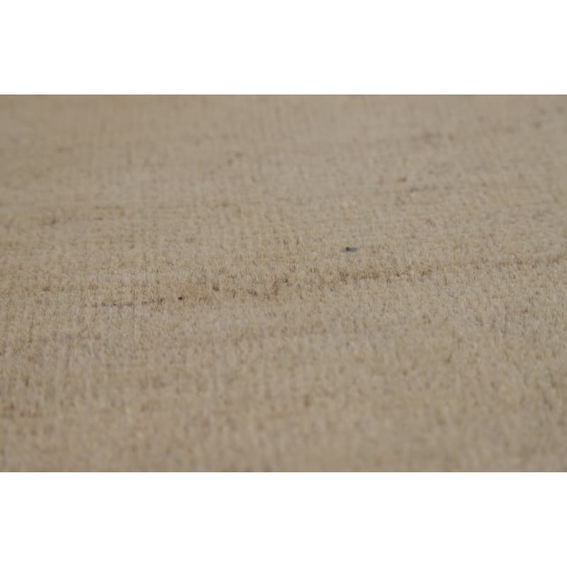 Gabbeh Modern Rug Handmade Beige Solid Wool Carpet - 4'2" x 5'10"