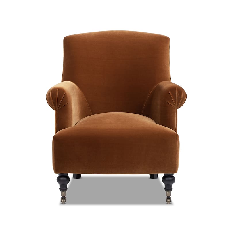 Eloise 30" Transitional Velvet Pleated Sock Arm Accent Chair