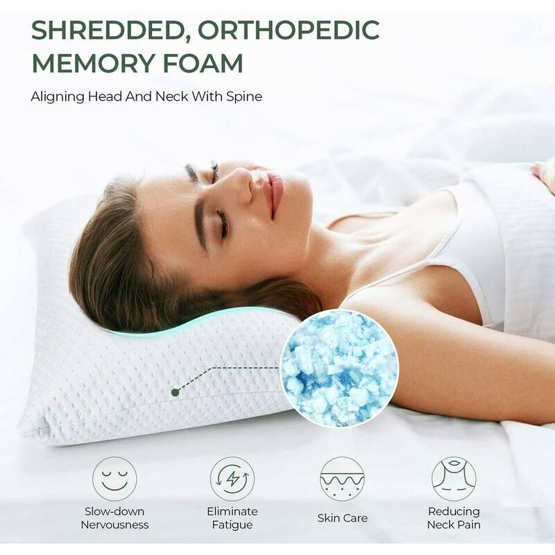 Washable Shredded Memory Foam Pillow Hypoallergenic Pillow Cover King