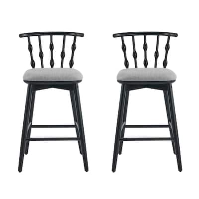 Christopher Knight Home - Leontius Bar Stool with Rubberwood Frame and Hourglass Backrest(Set of 2)