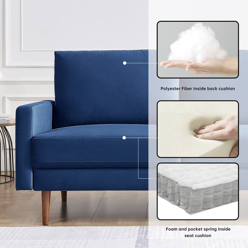 57 Inch Wide Upholstered Loveseat with Square Arms - N/A