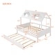 preview thumbnail 12 of 24, Playhouse Full Size House Bed Wood Bed with Trundle
