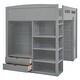 preview thumbnail 29 of 28, Full Size Wooden Loft Bed, Multifunctional Loft Bed Frame with Desk, Wardrobes, 4 Drawers and 4 Shelves for Kids Teen Adults