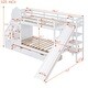 preview thumbnail 3 of 22, Twin-Over-Twin Castle Style Bunk Bed with 2 Drawers 3 Shelves and Slide