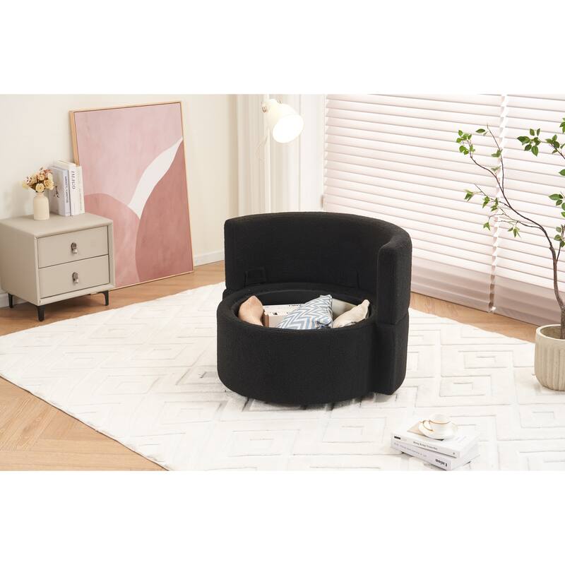 31.5" Swivel Barrel Chair with Storage