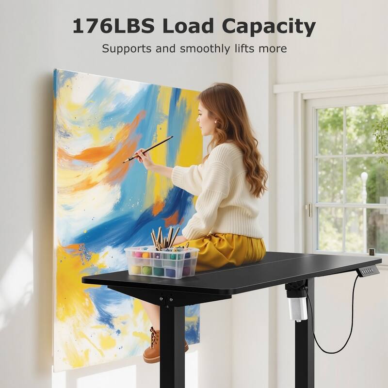Javlergo Standing Desk, Adjustable Height Electric Sit Stand Up Down Computer Table, Ergonomic Rising Modern Lift Motorized