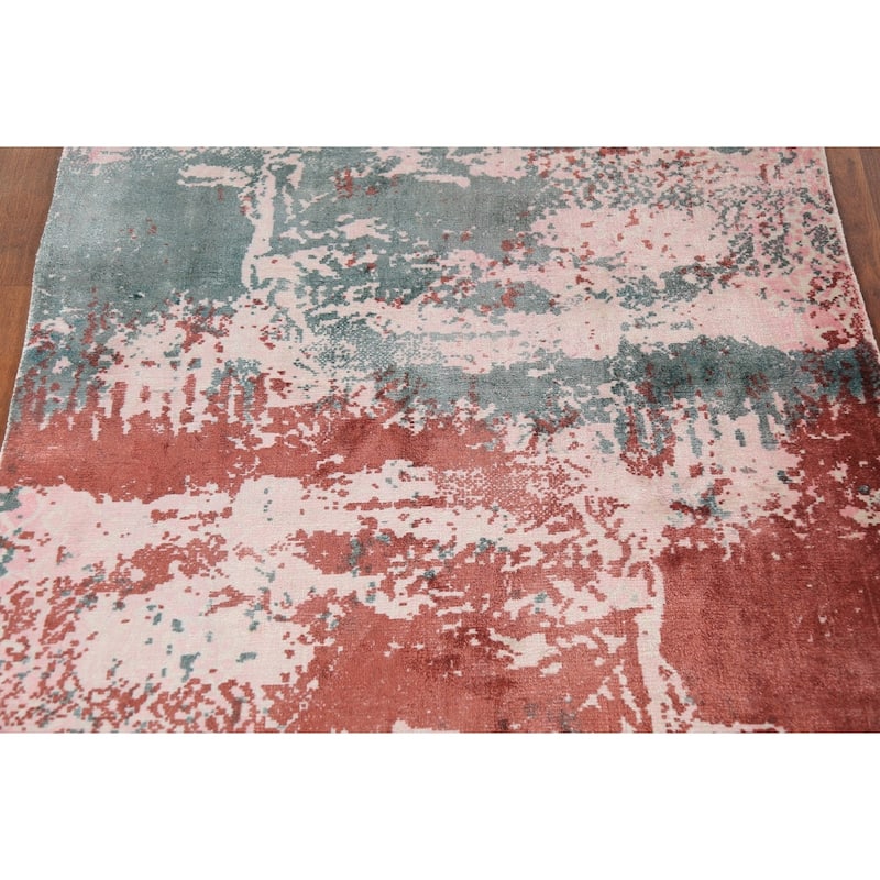 Contemporary Abstract Oriental Area Rug Hand-Knotted Wool Carpet - 3'6"x 5'4"