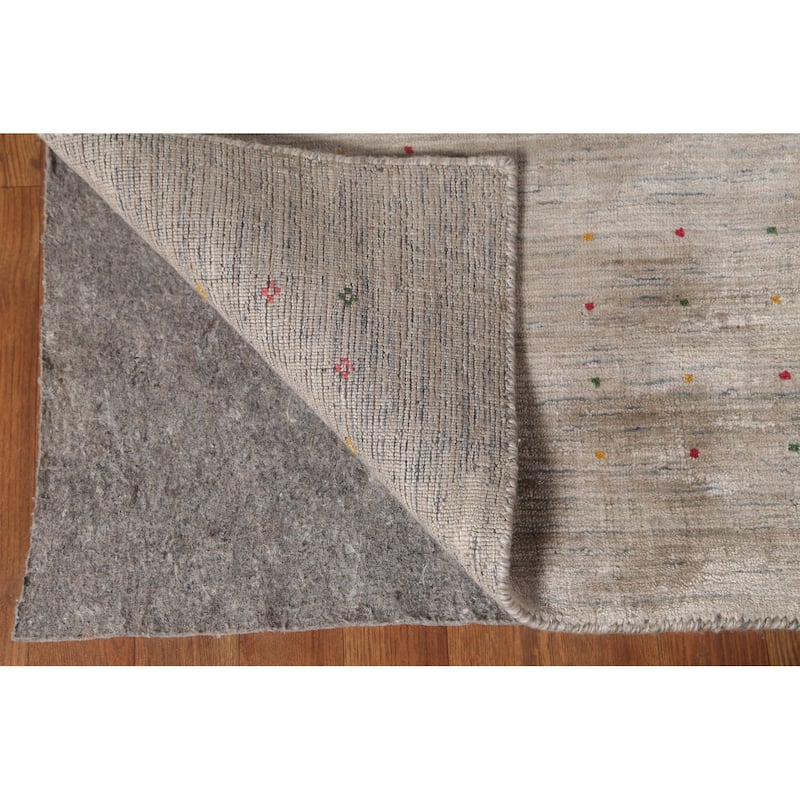 Beige Gabbeh Indian Area Rug Handmade Wool Carpet - 8'3"x 9'8"